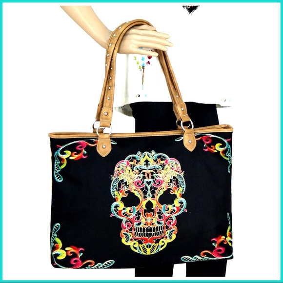🐂LAST ONE✨Montana West Large Sugar Skull Tote - Picture 4 of 7